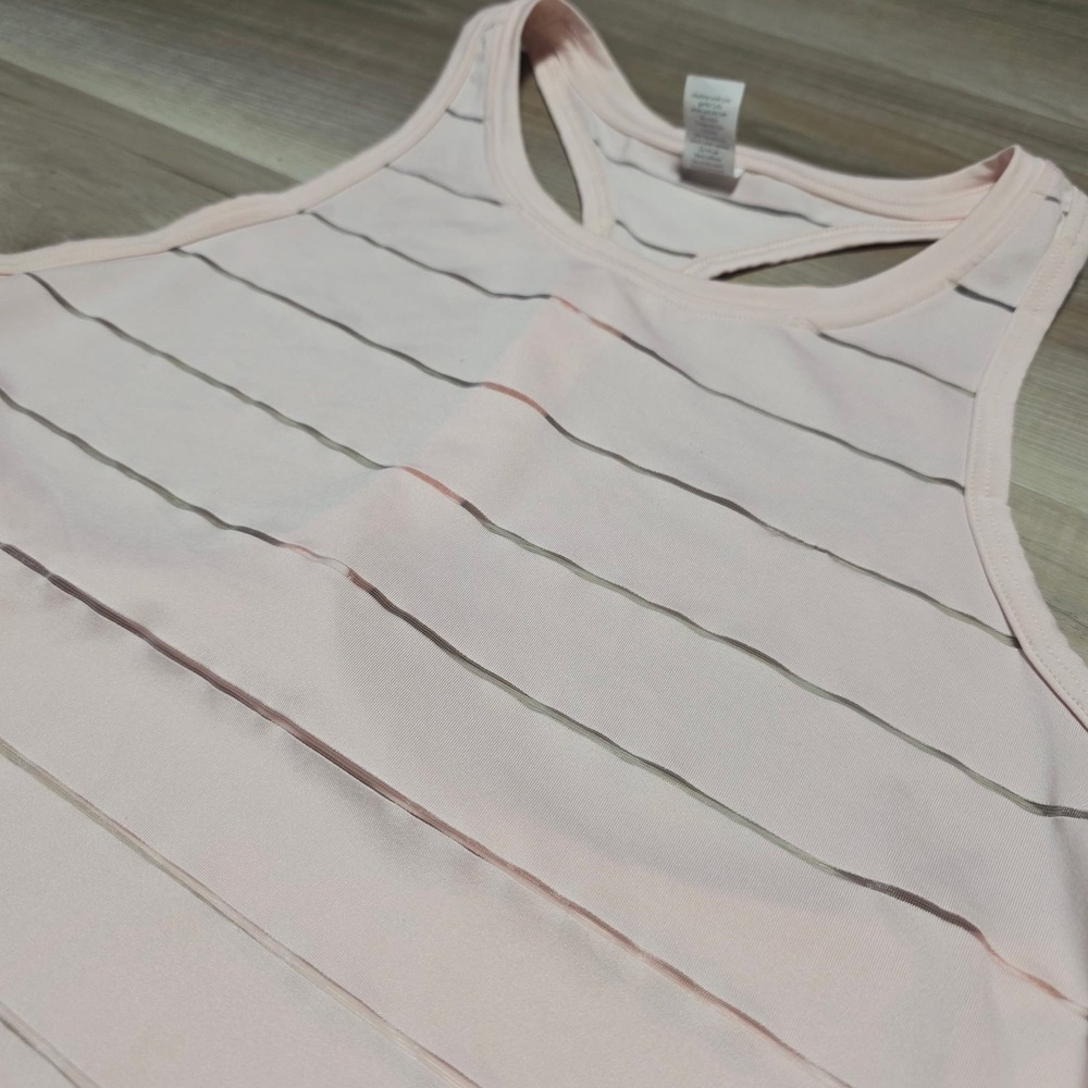 Athleta Mesh Stripe Tank Top Womens XS Pink Racerback Activewear Yoga Gym 868490